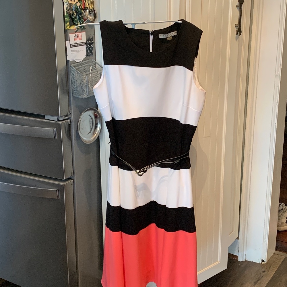 Marc by Andrew Marc‎ color tiered belted dress. Worn 2x